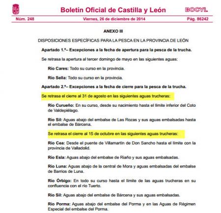 Re: Hasta que día puede pescar se el es la por debajo de riaño?